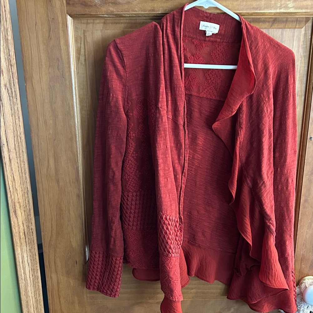 Meadow Rue Brick Red Draped Women’s Cardigan